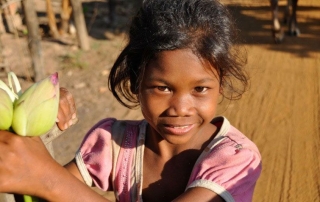 Little Girl Taking Flowers